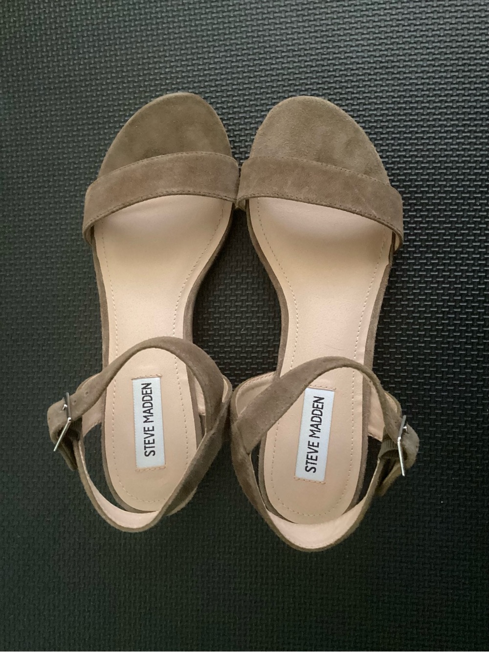 Steve Madden Taupe Suede Open-Toe Ankle Strap Sandals